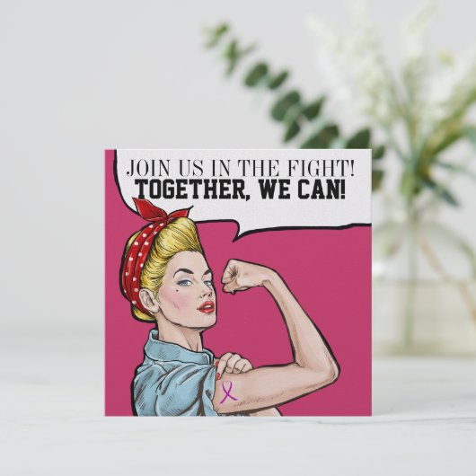 Kankerbewustzijn - Pink Ribbon uitnodiging (Staand voorkant)