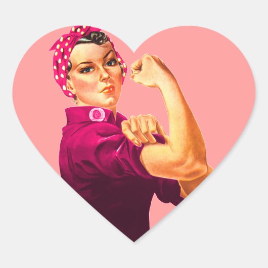 Kankerbewustzijn Rosie de Riveter Hart Sticker (Voorkant)