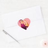Kankerbewustzijn Rosie de Riveter Hart Sticker (Envelop)