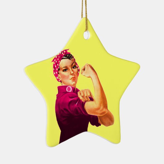 Kankerbewustzijn Rosie De Riveter Keramisch Ornament (Rechts)