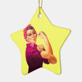 Kankerbewustzijn Rosie De Riveter Keramisch Ornament (Links)