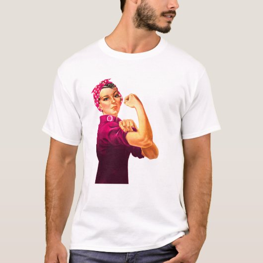 Kankerbewustzijn Rosie De Riveter T-shirt (Voorkant)