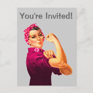 Kankerbewustzijn Rosie De Riveter Uitnodiging Briefkaart