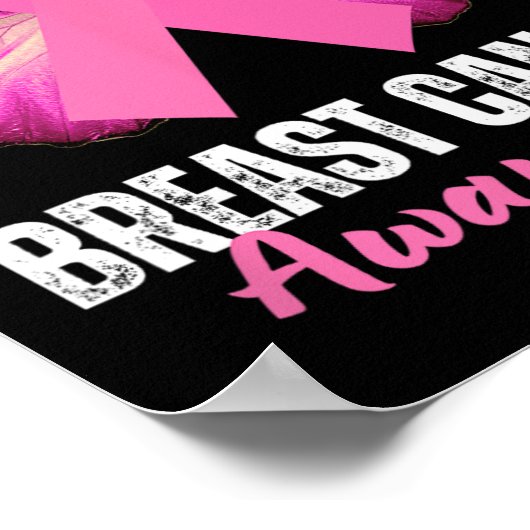 Kankerbewustzijn roze lint vlinder poster (Hoek)