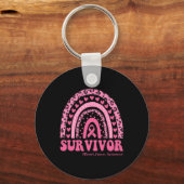 Kankerbewustzijn roze regenboog borstkanker overle sleutelhanger (Voorkant)