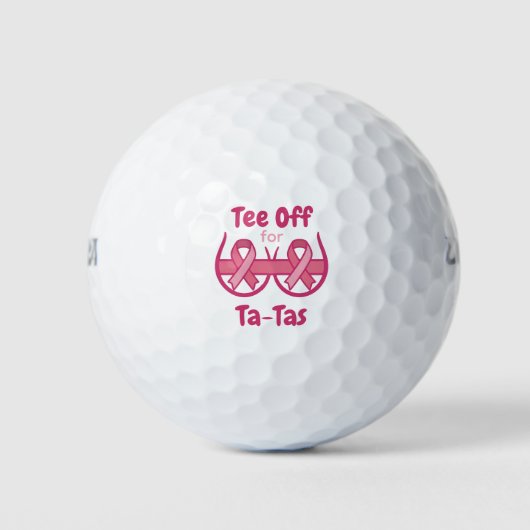 Kankerbewustzijn Roze Tee Off Ta-Tas Golfballen (Voorkant)