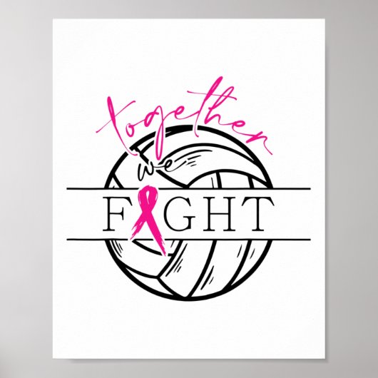 Kankerbewustzijn Samen bestrijden we volleybal roz Poster (Voorkant)