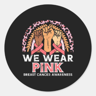 Kankerbewustzijn vuisten We Draag Roze Mannen Vrou Ronde Sticker