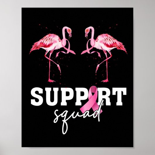Kankerbewustzijnsshirt Vrouwen Flamingo Steun Squa Poster (Voorkant)