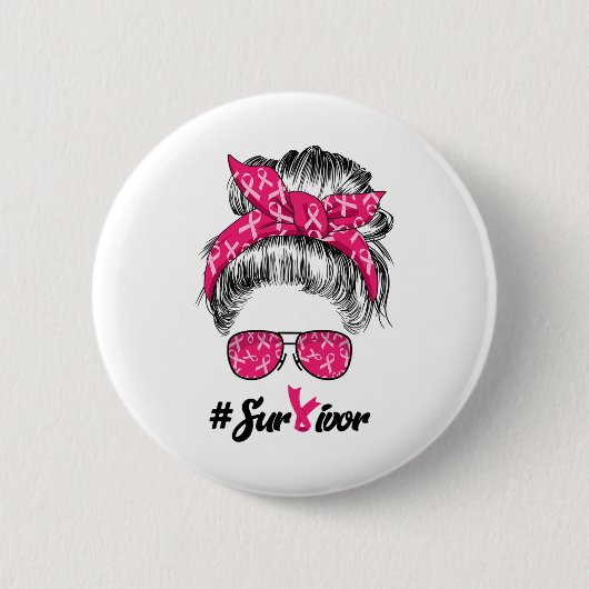 Kankerbewustzijnsstrijder gelooft rommelige vrouwe ronde button 5,7 cm (Voorkant)