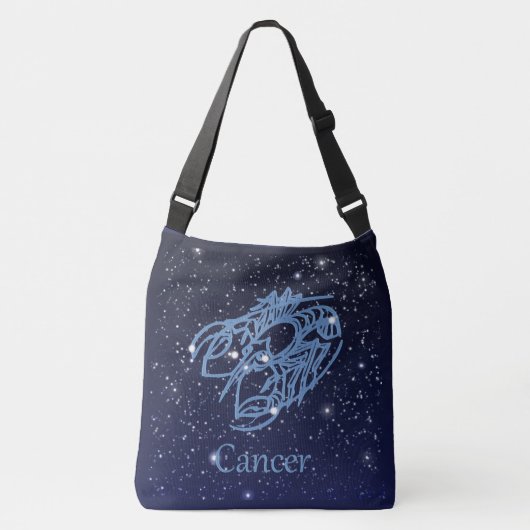 Kankerconstellatie en dierentuin met sterren crossbody tas (Voorkant)