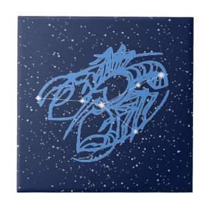 Kankerconstellatie en Sun-teken met sterren Tegeltje