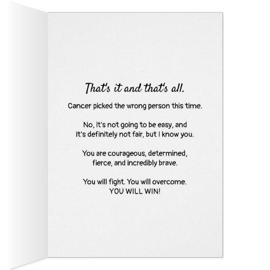 Kankerdiagnose, je gaat dit ding verslaan (Binnen (Rechts))