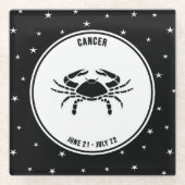 Kankerdierenteken, zwart-wit Onderzetter Glazen Onderzetter (Voorkant)