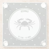 Kankerdierenteken, zwart-wit Onderzetter Glazen Onderzetter (Achterkant)