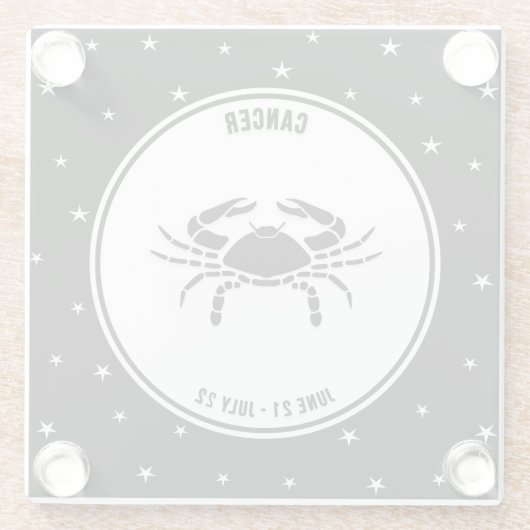 Kankerdierenteken, zwart-wit Onderzetter Glazen Onderzetter (Achterkant)