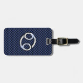 Kankerdierentuin op afdruk van blauwe koolstofveze bagagelabel (Voorkant horizontaal)