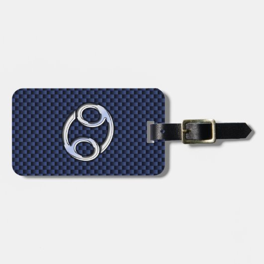 Kankerdierentuin op afdruk van blauwe koolstofveze bagagelabel (Voorkant horizontaal)