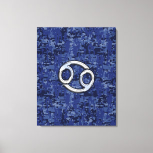 Kankerdierentuin op Navy Blue Digital Camo Canvas Afdruk