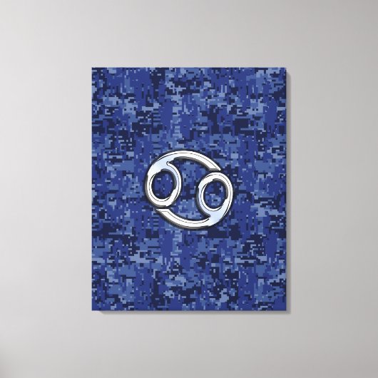 Kankerdierentuin op Navy Blue Digital Camo Canvas Afdruk (Voorkant)