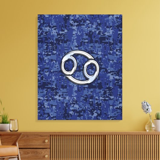 Kankerdierentuin op Navy Blue Digital Camo Canvas Afdruk (Insitu (Woonkamer))