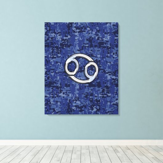 Kankerdierentuin op Navy Blue Digital Camo Canvas Afdruk (Insitu (Houten vloer))