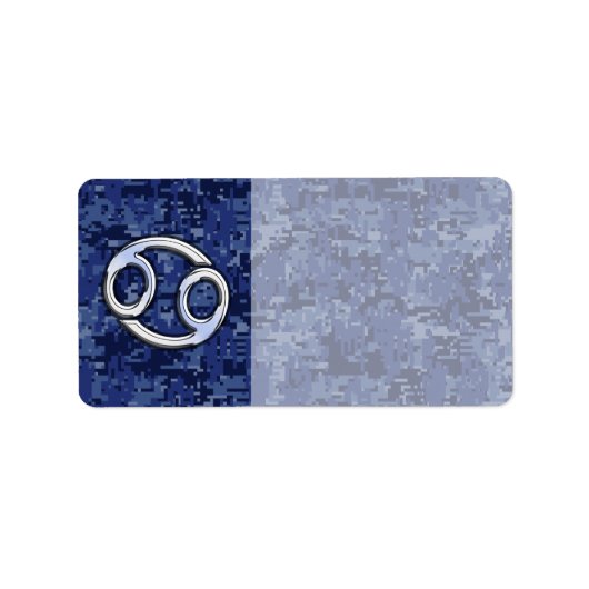 Kankerdierentuin op Navy Blue Digital Camo Etiket (Voorkant)