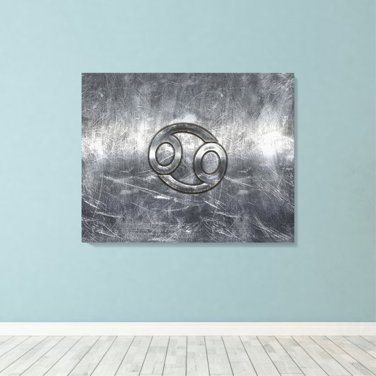 Kankerdiersymbool in industriële stijl canvas afdruk (Insitu (Houten vloer))