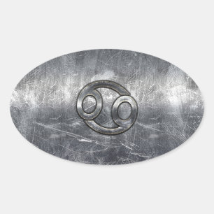 Kankerdiersymbool in industriële stijl ovale sticker