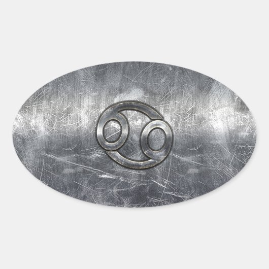 Kankerdiersymbool in industriële stijl ovale sticker (Voorkant)