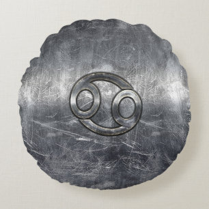 Kankerdiersymbool in industriële stijl rond kussen