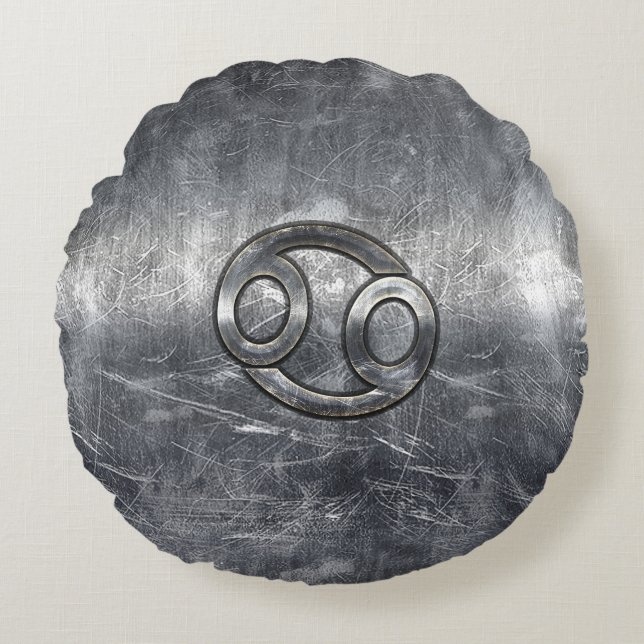 Kankerdiersymbool in industriële stijl rond kussen (Voorkant)