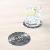 Kankerdiersymbool in industriële stijl ronde kartonnen onderzetter (Insitu)