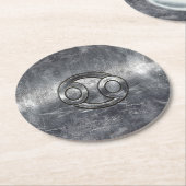 Kankerdiersymbool in industriële stijl ronde kartonnen onderzetter (Gebogen)