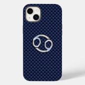 Kankerdiersymbool Navy Blue Carbon Fiber Case-Mate iPhone Case (Achterkant)