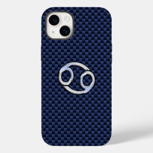 Kankerdiersymbool Navy Blue Carbon Fiber Case-Mate iPhone 14 Plus Hoesje