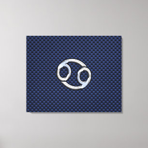 Kankerdiersymbool Navy Blue Carbon Fiber Print