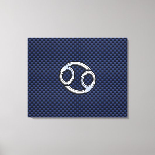 Kankerdiersymbool Navy Blue Carbon Fiber Print (Voorkant)