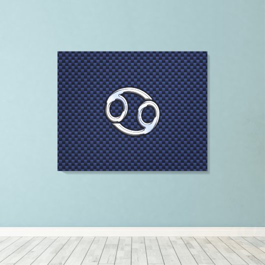 Kankerdiersymbool Navy Blue Carbon Fiber Print (Insitu (Houten vloer))