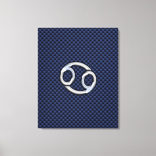 Kankerdiersymbool Navy Blue Carbon Fiber Print (Voorkant)