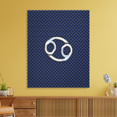 Kankerdiersymbool Navy Blue Carbon Fiber Print (Insitu (Woonkamer))