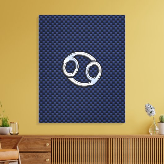 Kankerdiersymbool Navy Blue Carbon Fiber Print (Insitu (Woonkamer))