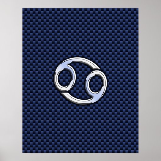 Kankerdiersymbool Navy Blue Carbon Fiber Print (Voorkant)