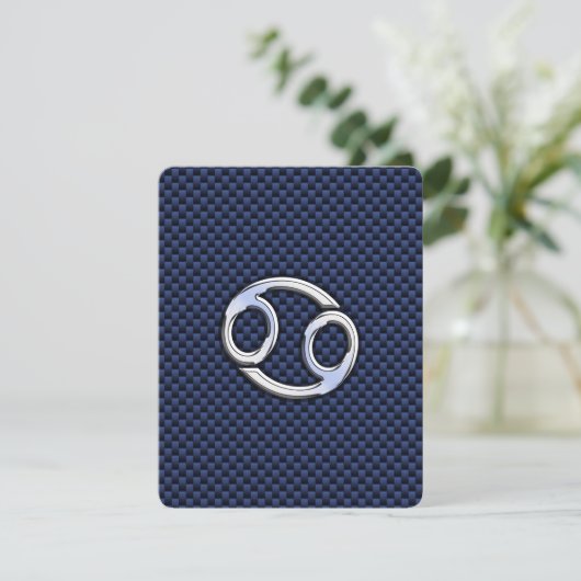 Kankerdiersymbool Navy Blue Carbon Fiber Print (Staand voorkant)