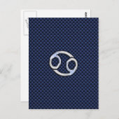 Kankerdiersymbool Navy Blue Carbon Fiber Print Briefkaart (Voorkant / Achterkant)