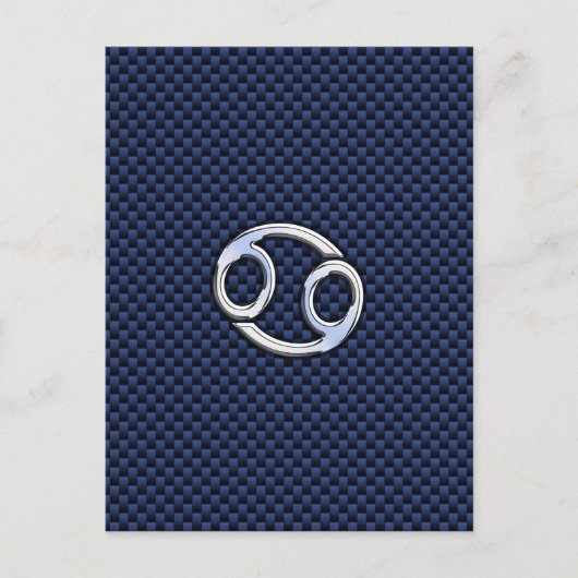 Kankerdiersymbool Navy Blue Carbon Fiber Print Briefkaart (Voorkant)