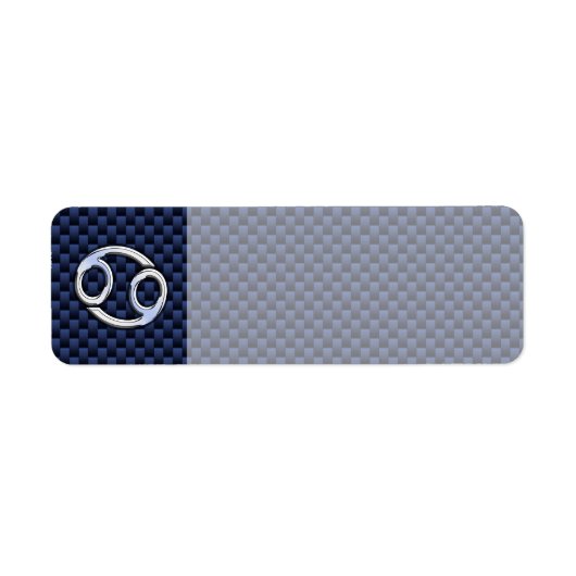 Kankerdiersymbool Navy Blue Carbon Fiber Print Etiket (Voorkant)