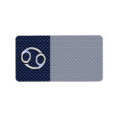 Kankerdiersymbool Navy Blue Carbon Fiber Print Etiket (Voorkant)