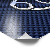 Kankerdiersymbool Navy Blue Carbon Fiber Print Foto Afdruk (Hoek)