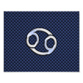 Kankerdiersymbool Navy Blue Carbon Fiber Print Foto Afdruk (Voorkant)